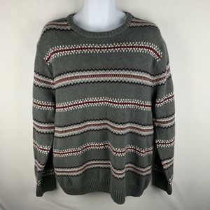 Chaps Mens XL Sweater Grey Striped Pattern Winter